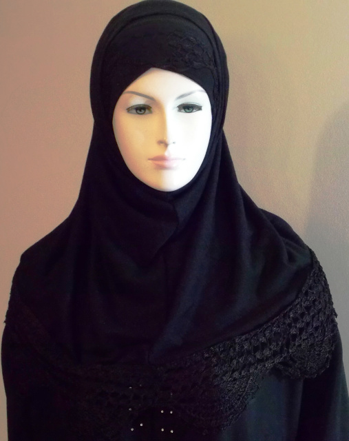 Black Chrochet Hijab 2 piece